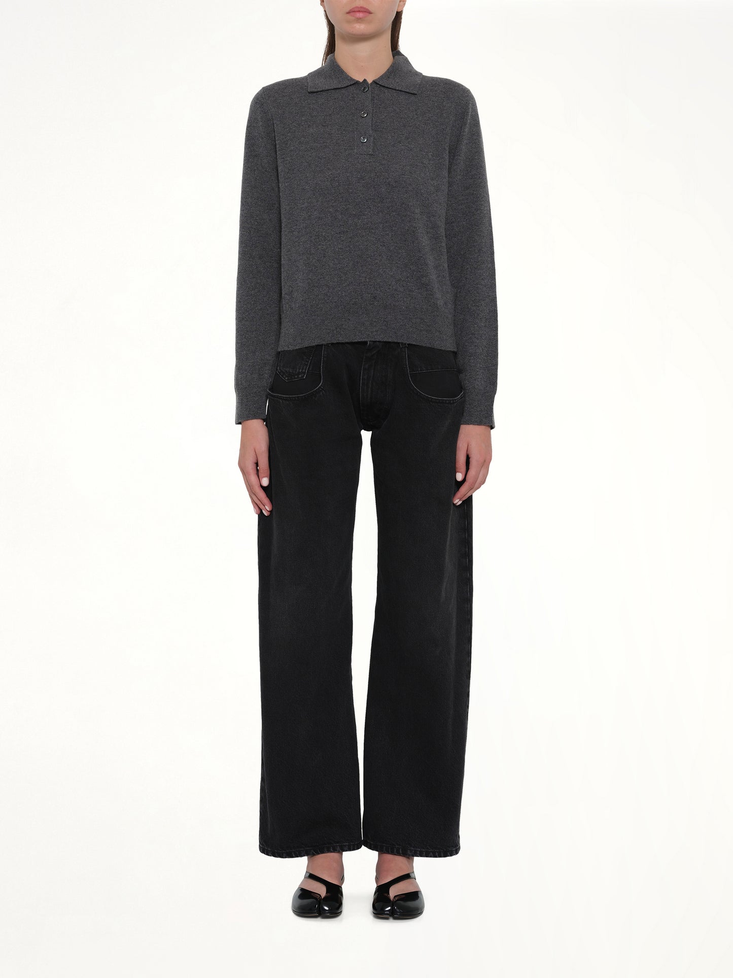 Knit Polo in Dark Grey