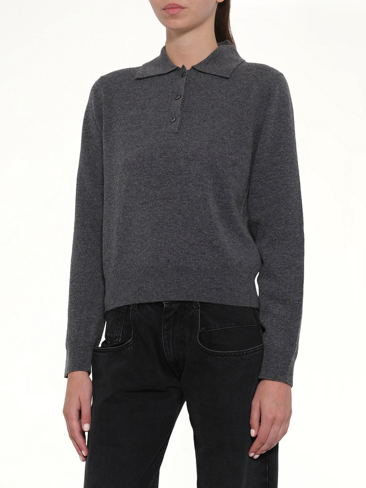 Knit Polo in Dark Grey