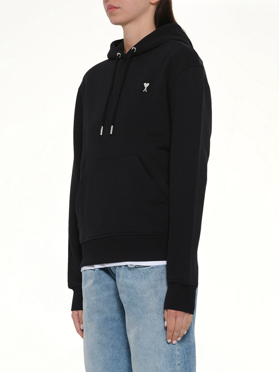Contrasted Ami De Coeur Hoodie in Black
