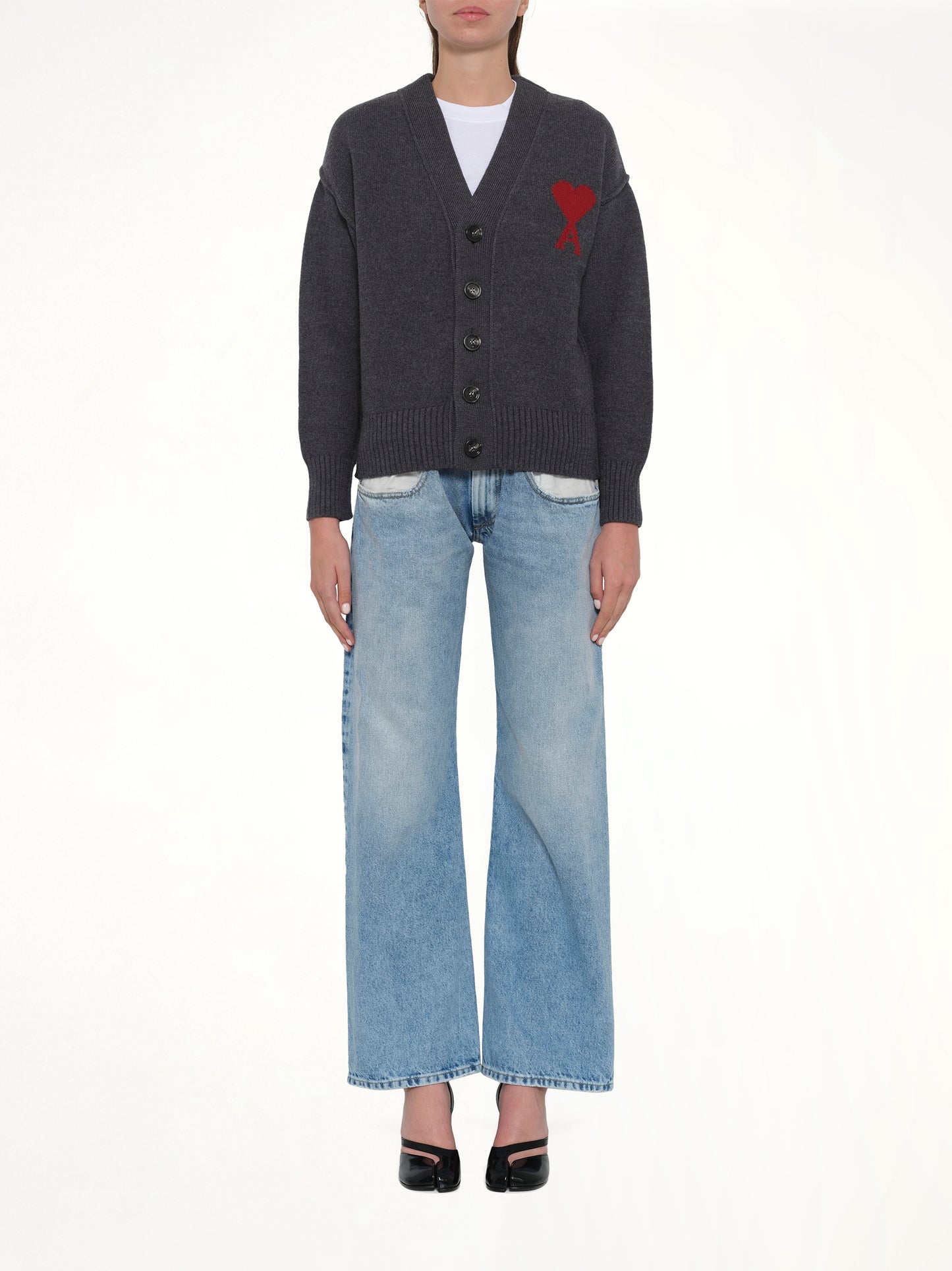 Red Ami De Coeur Cardigan in Grey