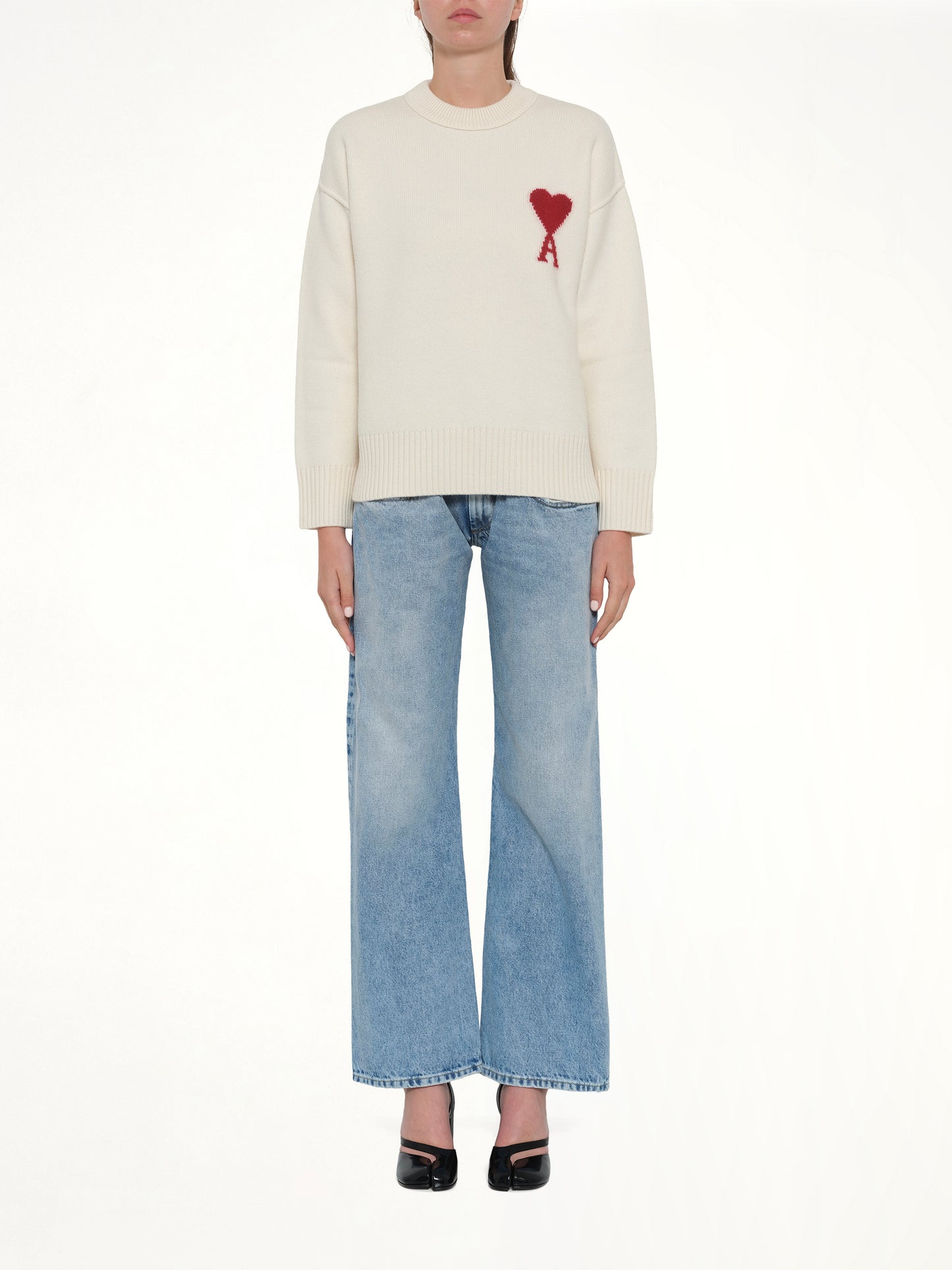 Red Ami De Coeur Sweater in Cream