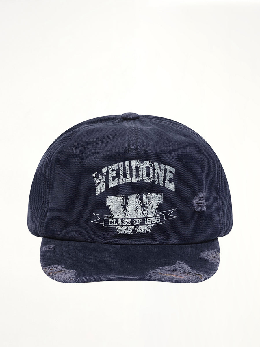 Distressed Collegiate Cap in Navy