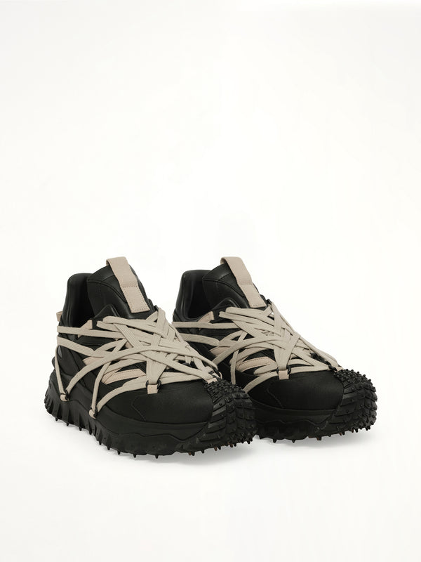 Rick Owens x Moncler Trail Grip Megalace Sneaker in Black Front View | RICK OWENS