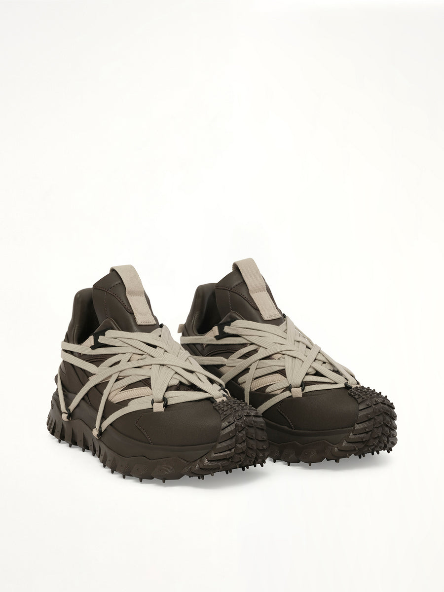 Rick Owens x Moncler Trail Grip Megalace Sneaker in Dark Dust Front View | RICK OWENS