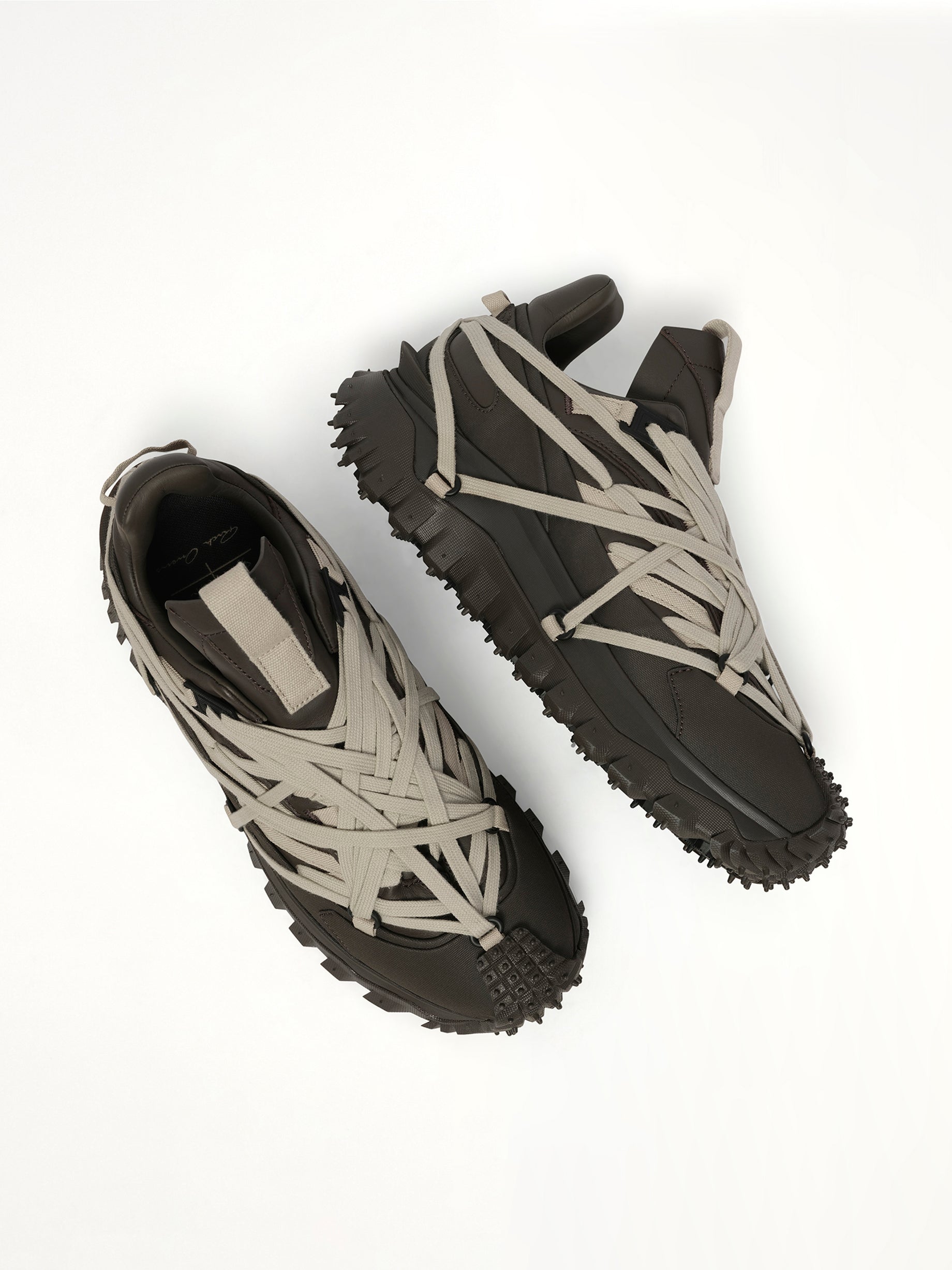 Rick Owens x Moncler Trail Grip Megalace Sneaker in Dark Dust Top View | RICK OWENS