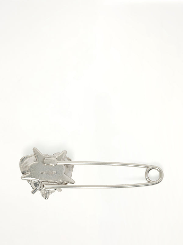 Small Spiky Rose Pin Brooch in Silver/Black
