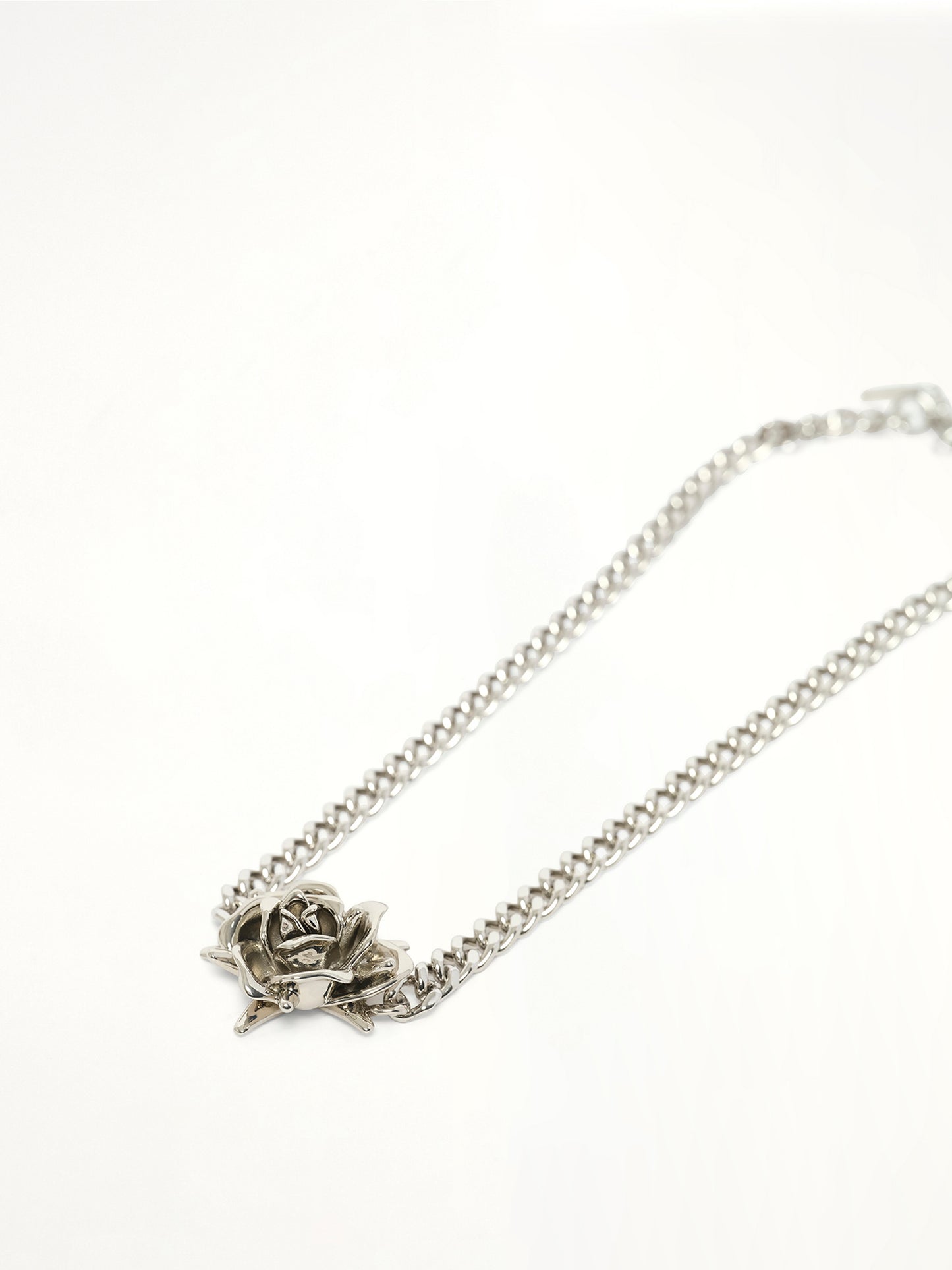 Spiky Rose Necklace in Silver
