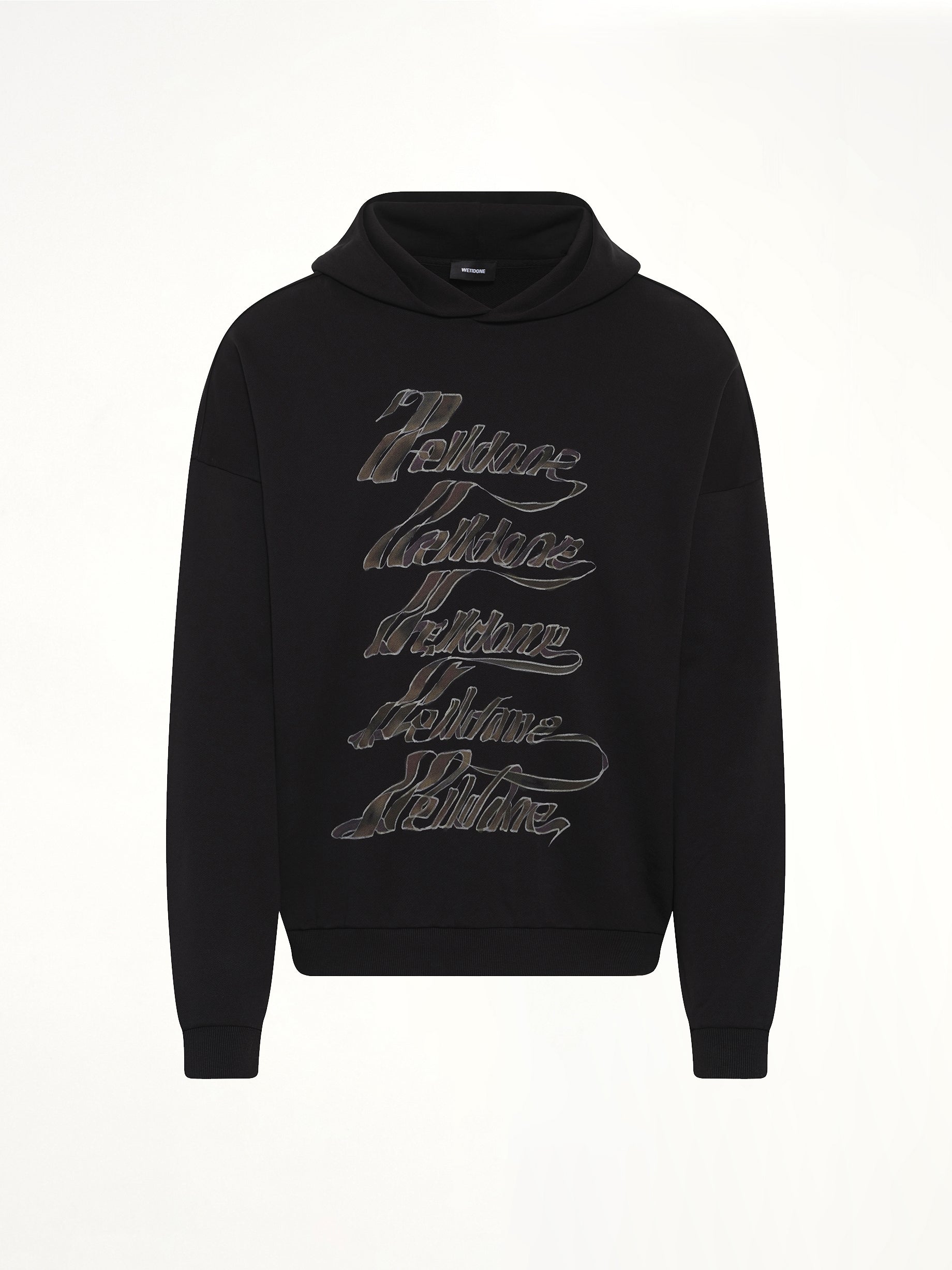 Ribbon Multi-Logo Hoodie in Black