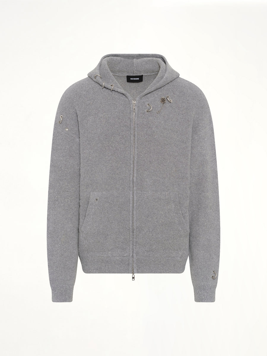 Rose with Thorns Zip-Up Hoodie in Grey