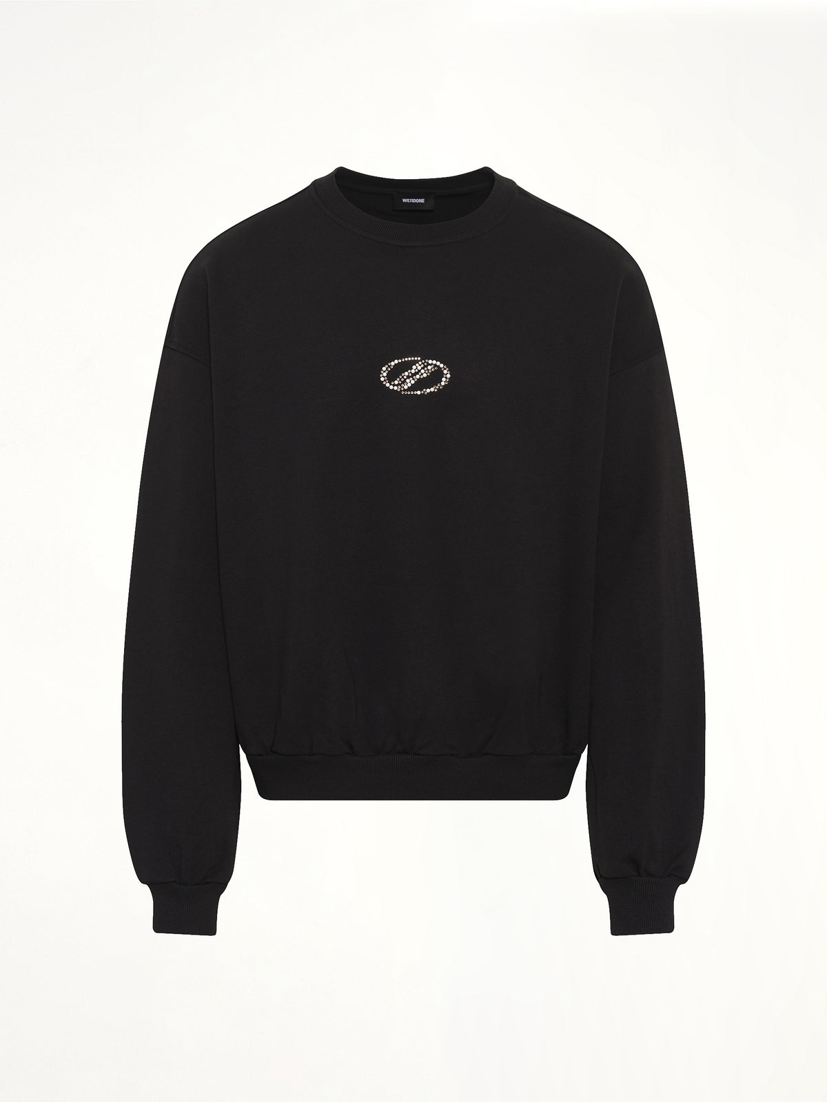 Rhinestone Balloon-Fit Sweatshirt in Black
