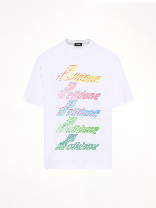 ホワイトのマルチレインボーロゴTシャツ