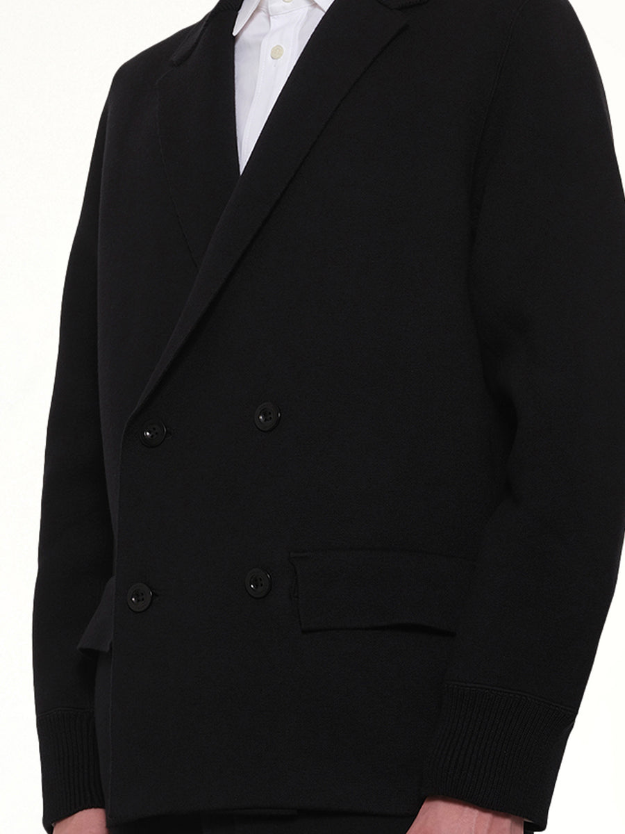 Cotton Cashmere Knit Jacket in Black