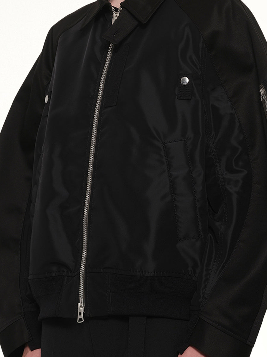 Cotton Chino x Nylon Twill Blouson in Black