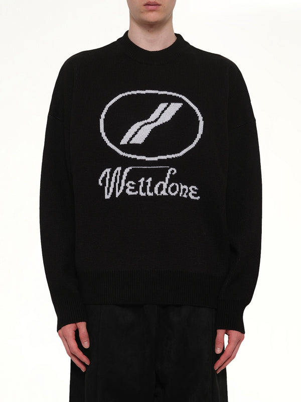 Logo Jacquard Intarsia Sweater in Black
