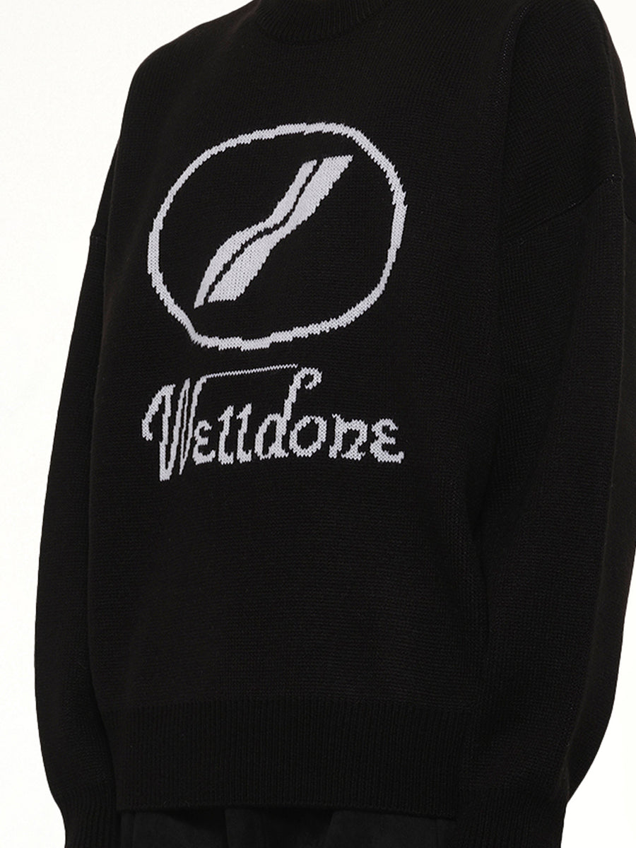 Logo Jacquard Intarsia Sweater in Black