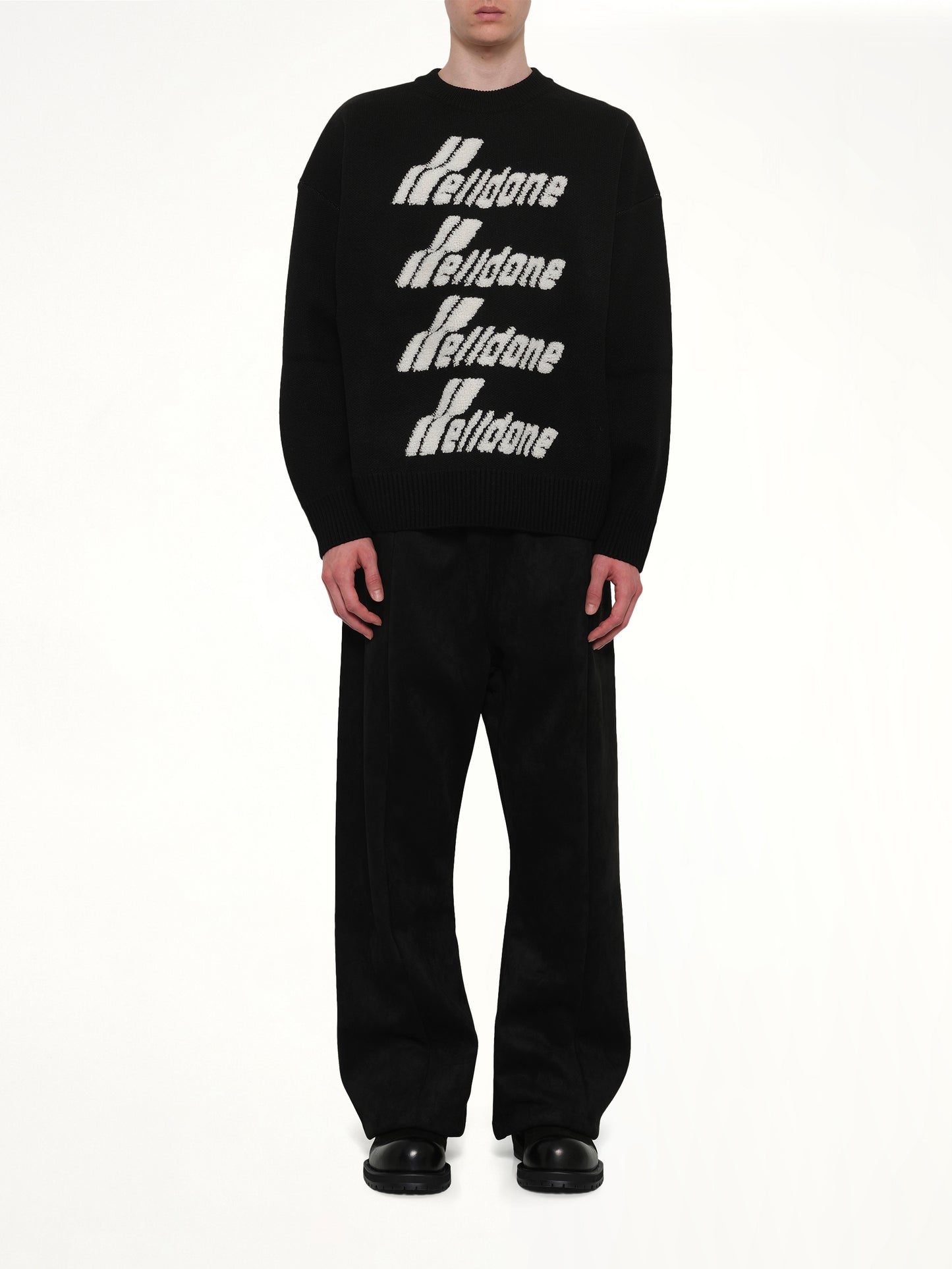 Logo Pile Knit Sweater in Black