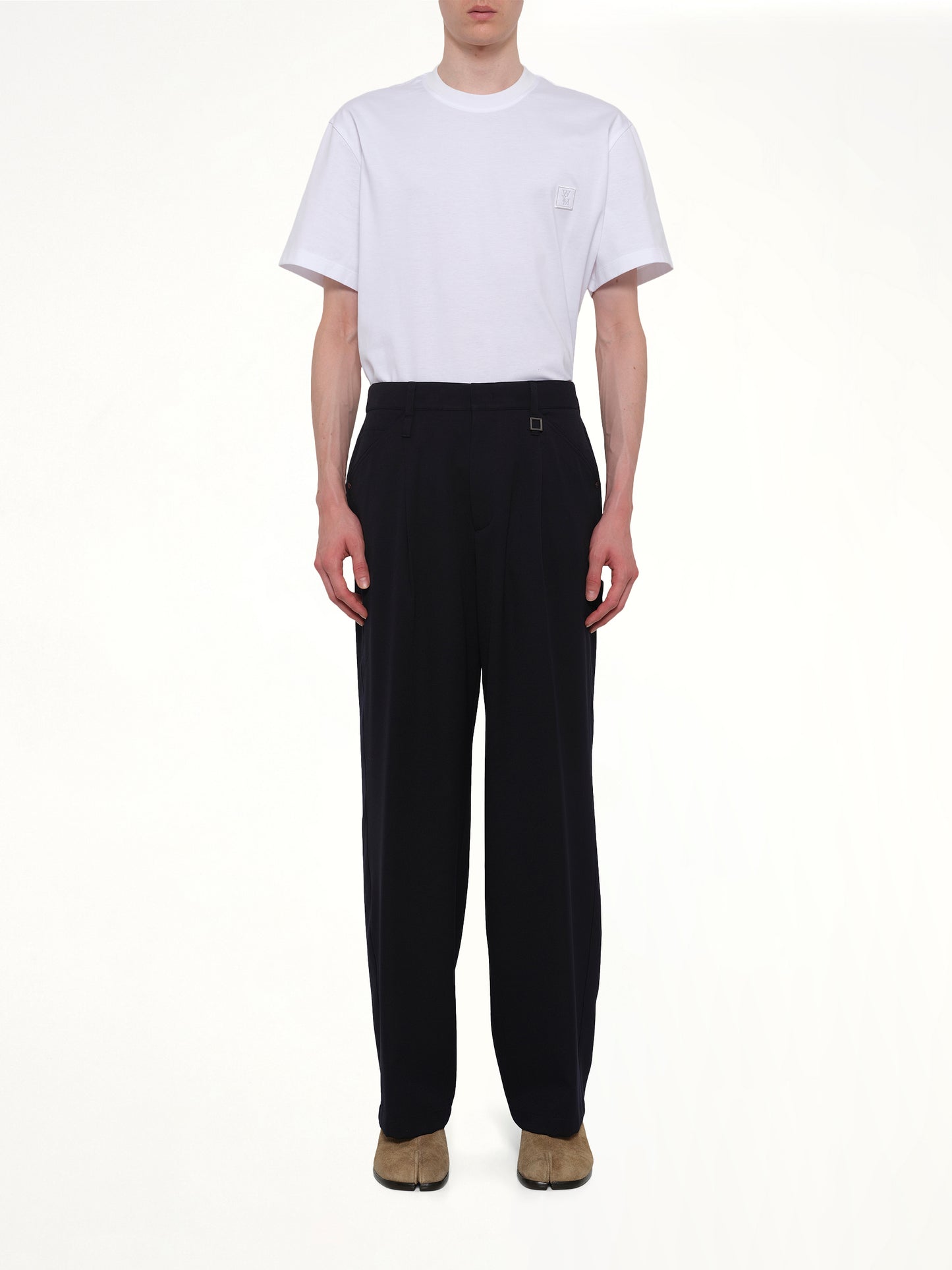 Wool Pleat Trouser in Navy