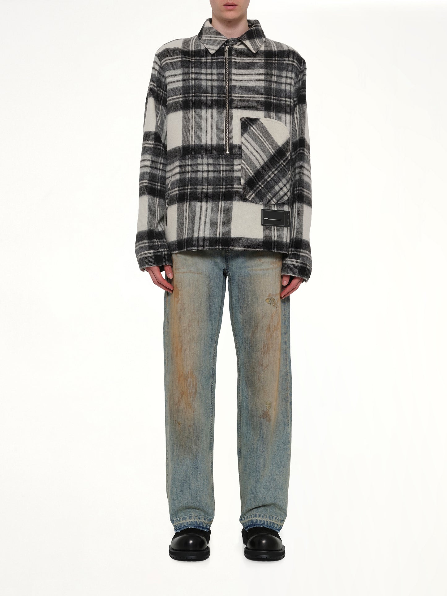 Check Anorak Wool Shirt in Grey