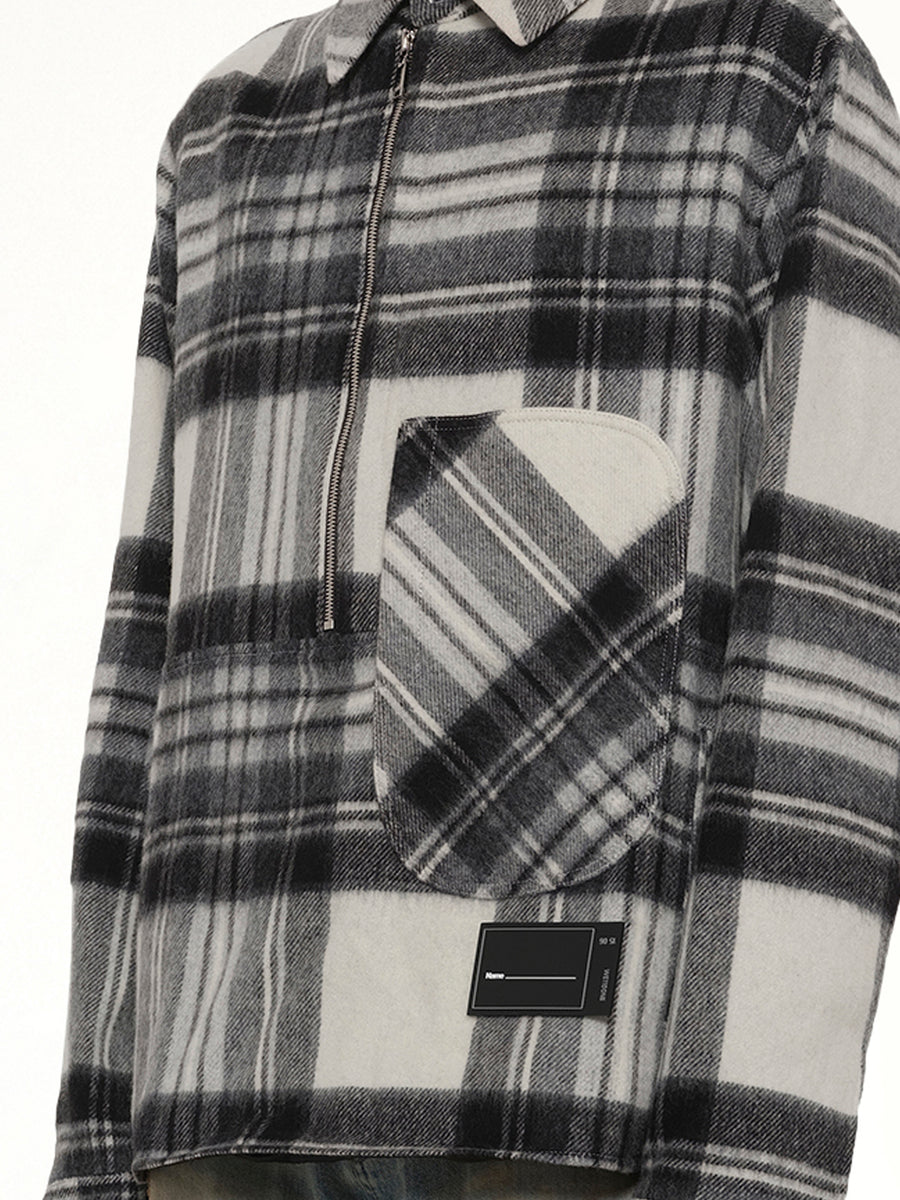 Check Anorak Wool Shirt in Grey