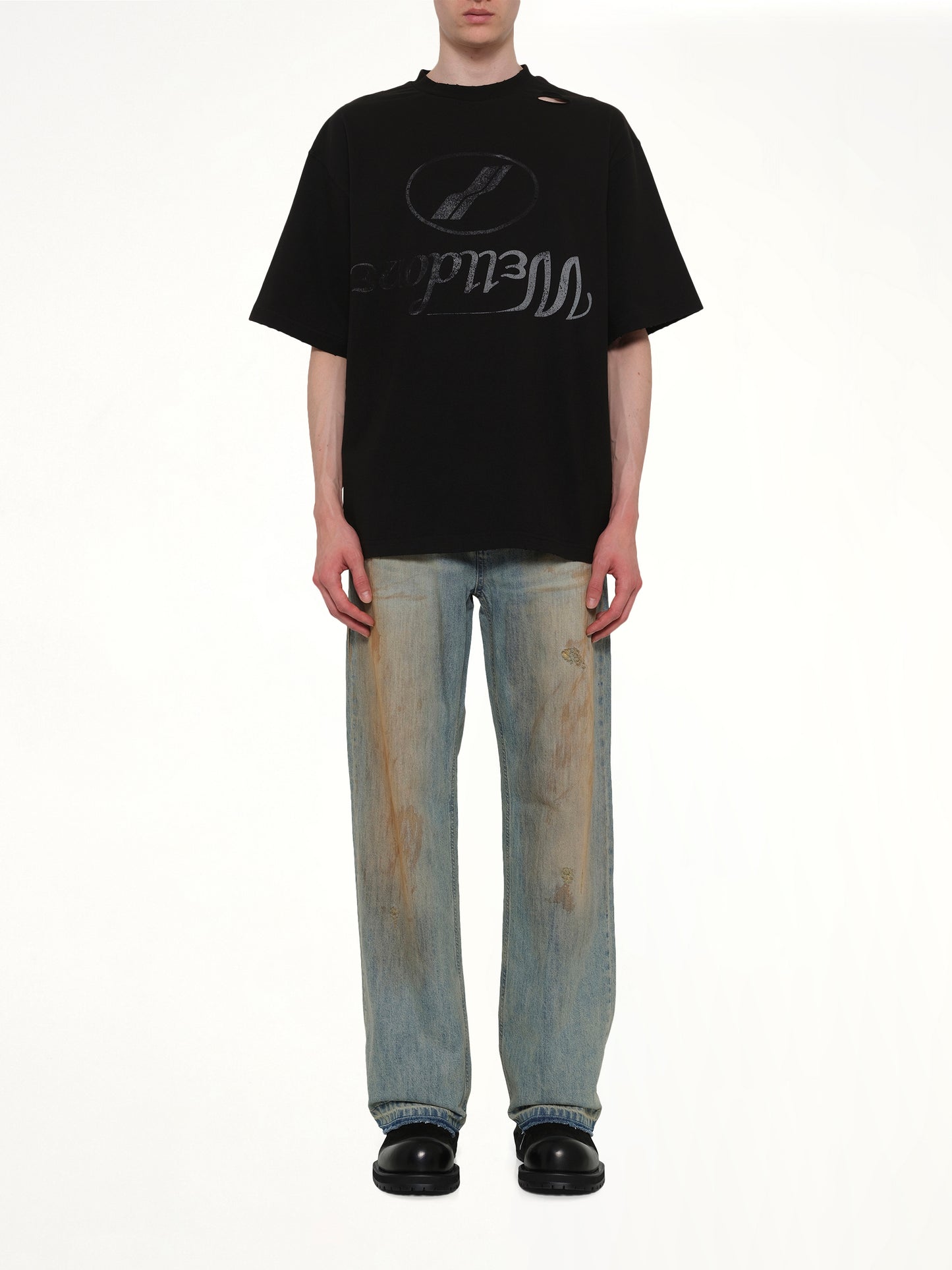 Destroyed Reverse Logo T-Shirt in Black