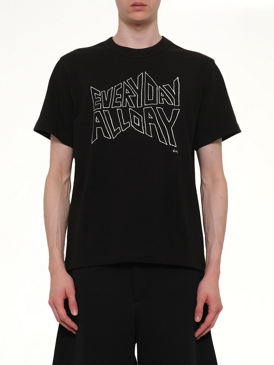 Geoff Sacai Print T-Shirt in Black