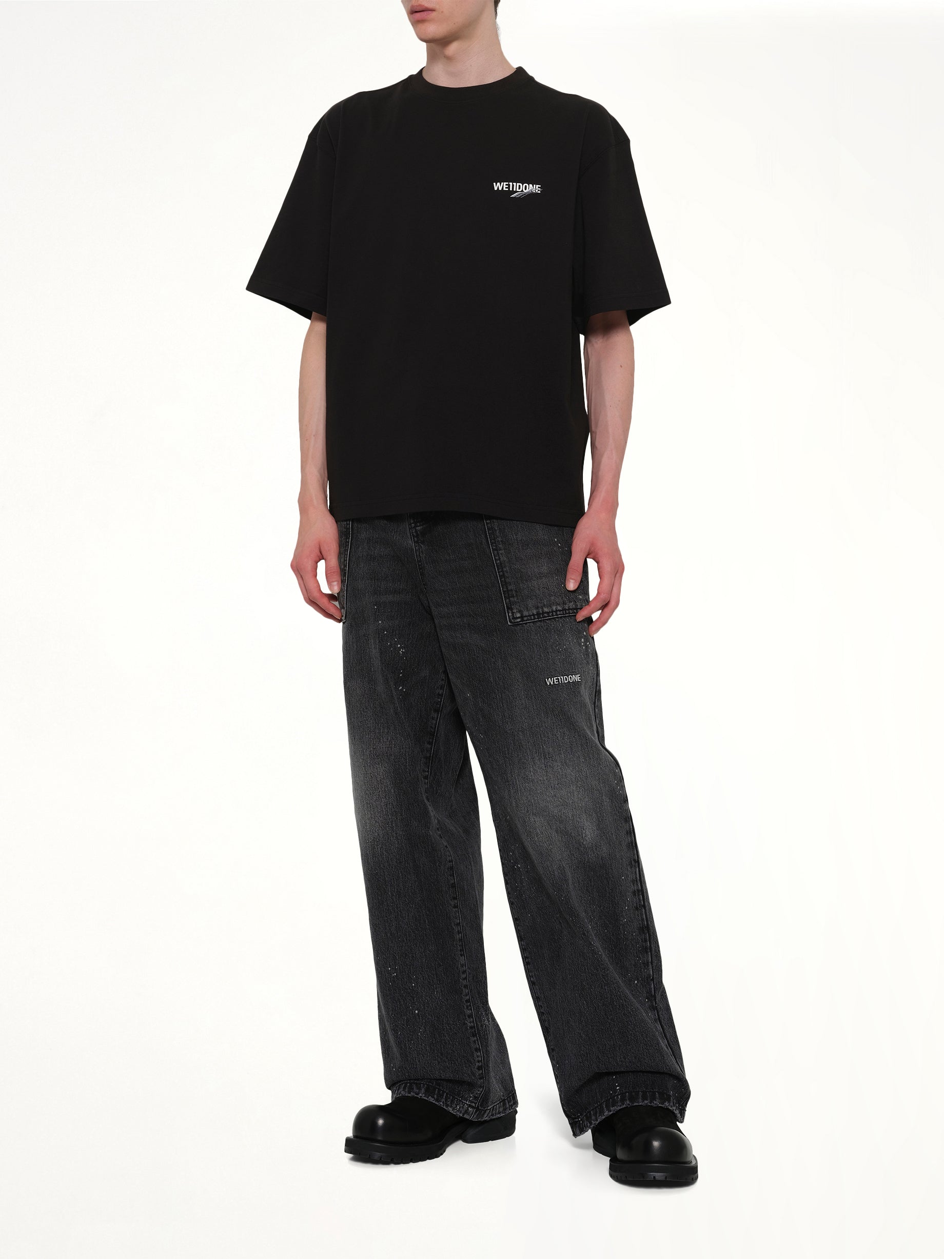 Wave Logo Short Sleeve T-Shirt in Black