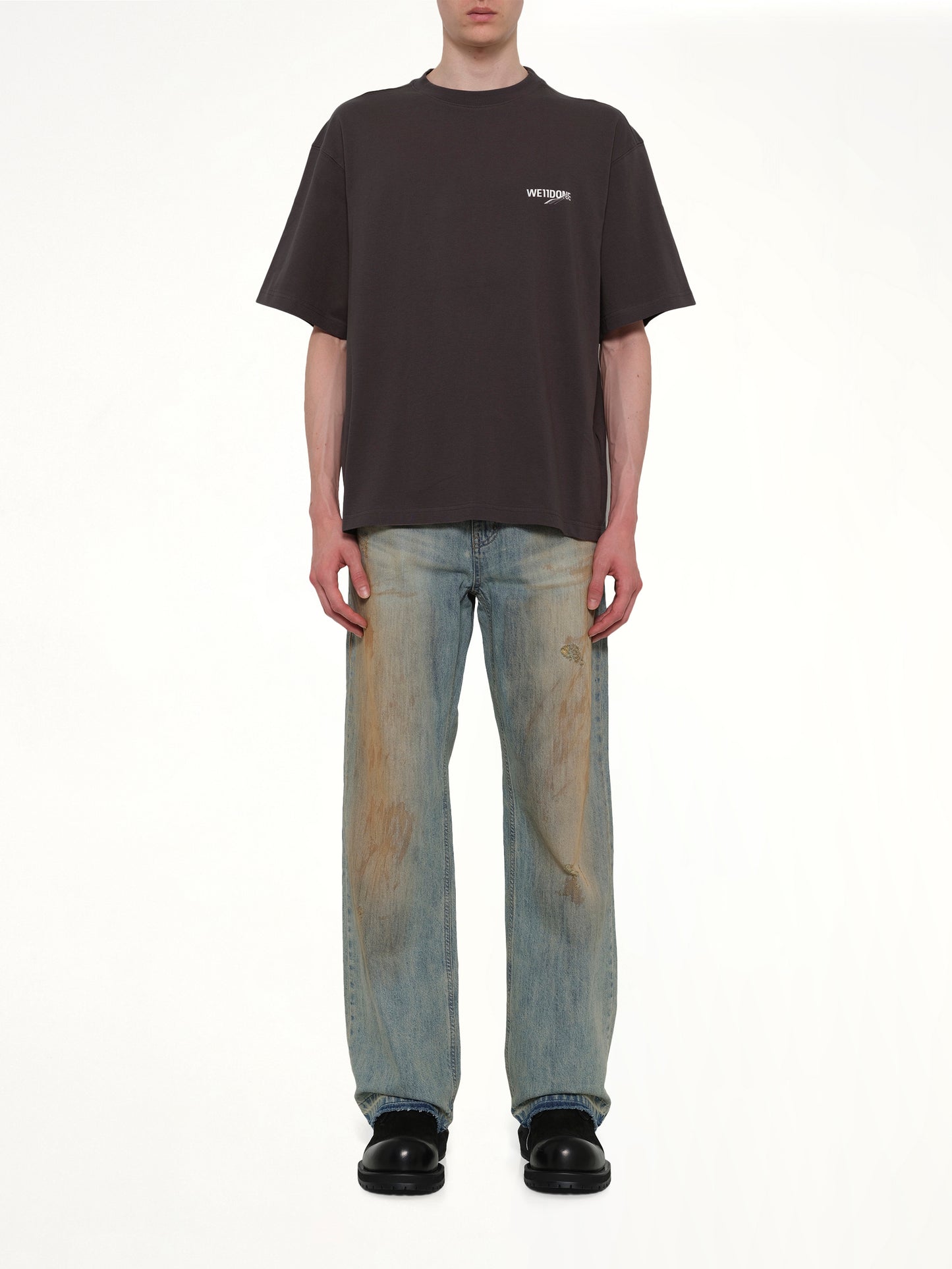 Wave Logo Short Sleeve T-Shirt in Charcoal