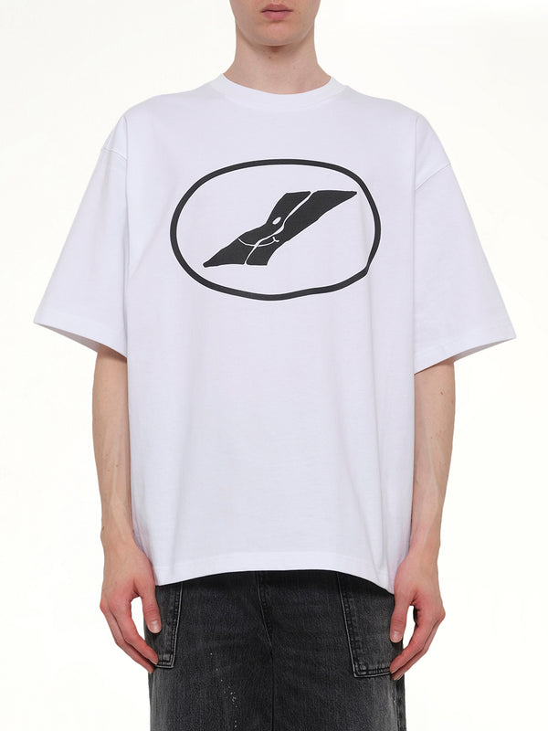 ホワイトのウエルダンプリントTシャツ