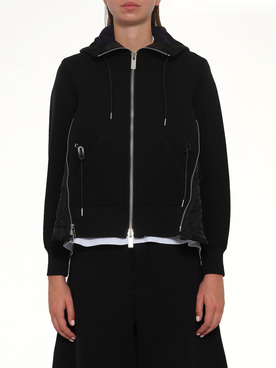 Sponge Sweat x Nylon Twill Hoodie in Black