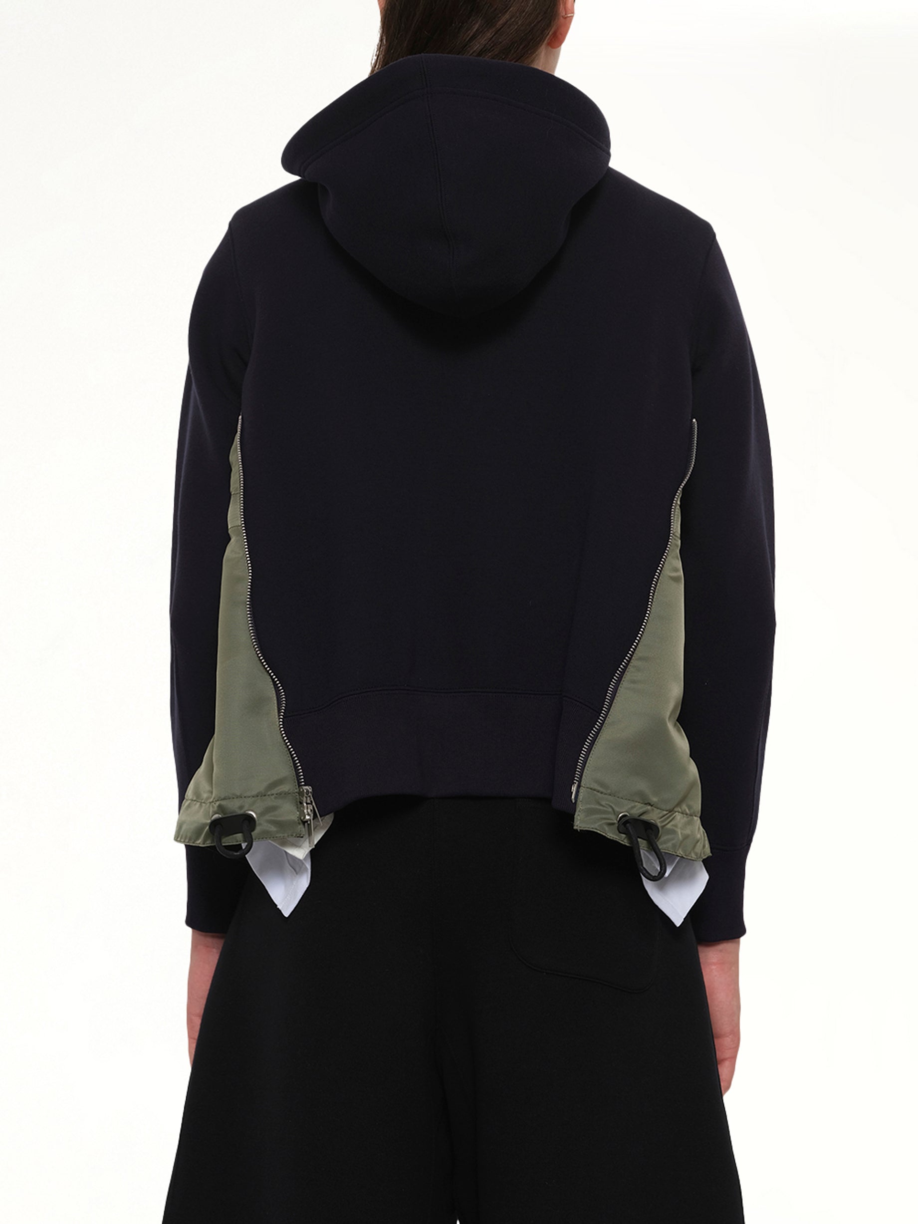 Sponge Sweat x Nylon Twill Hoodie in Navy/Khaki
