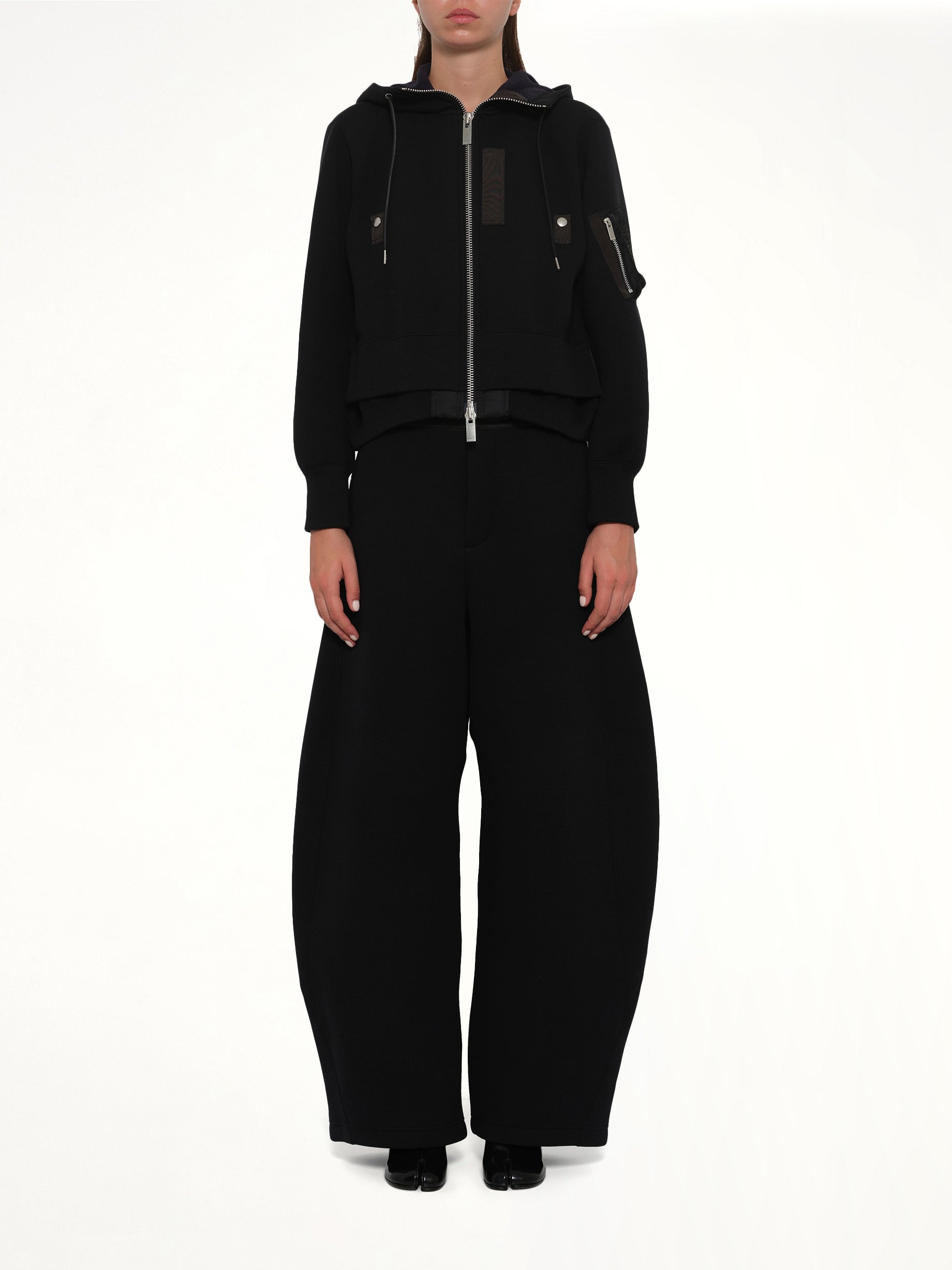 Sponge Sweat x Nylon Twill Small Hoodie in Black