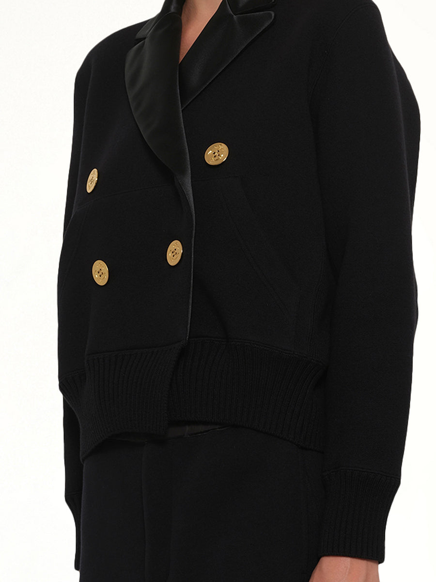 Cotton Cashmere Knit Jacket in Black