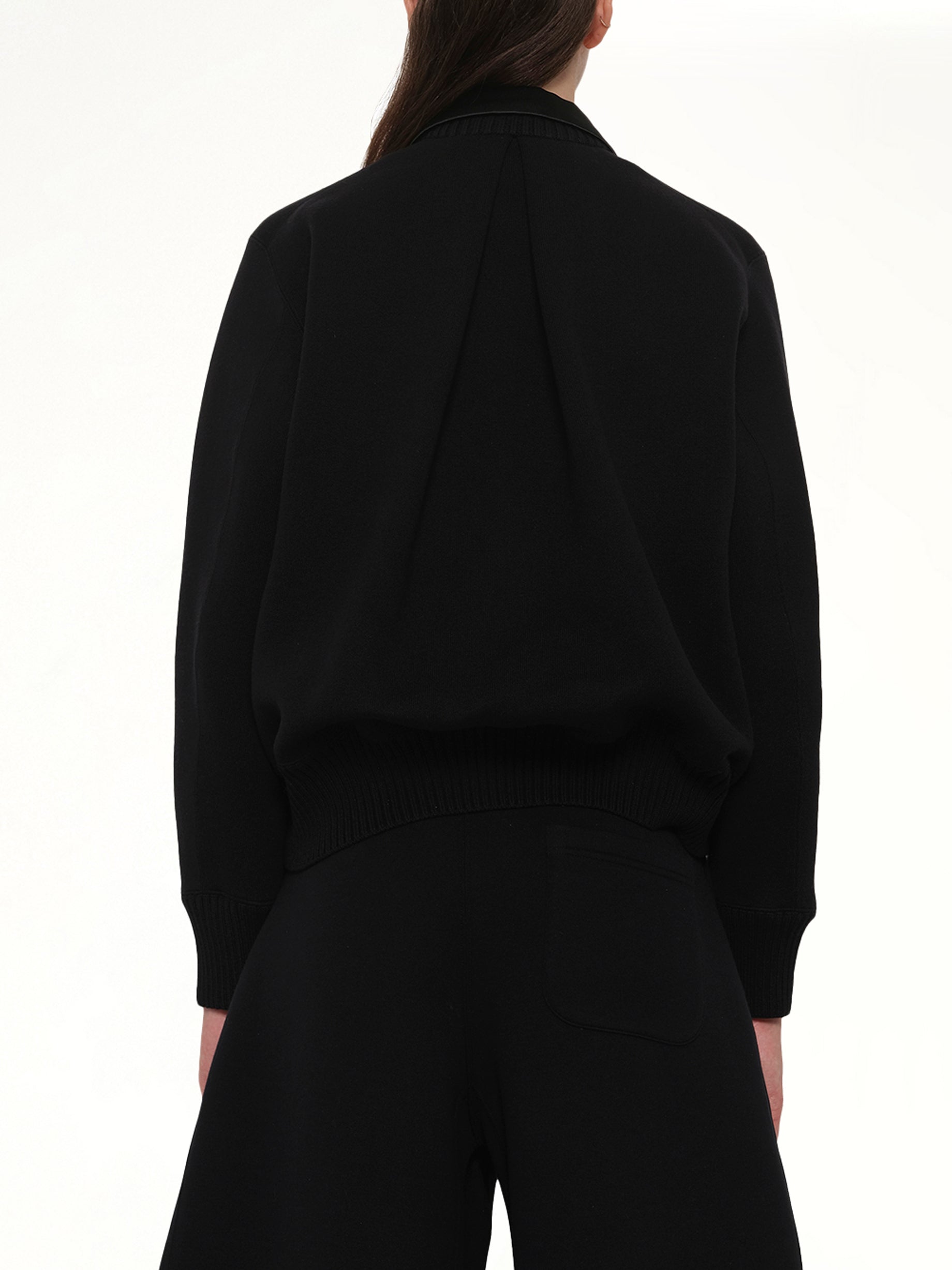 Cotton Cashmere Knit Jacket in Black