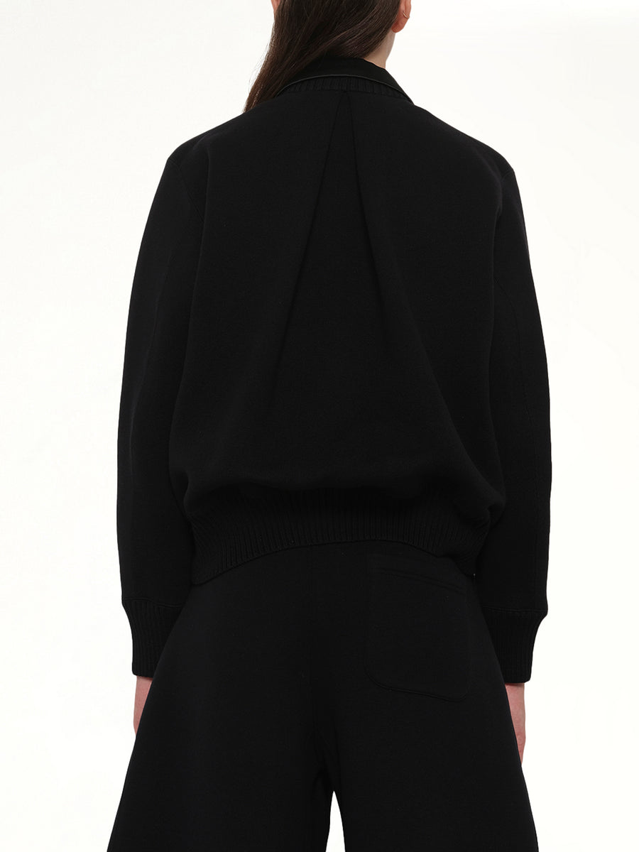 Cotton Cashmere Knit Jacket in Black