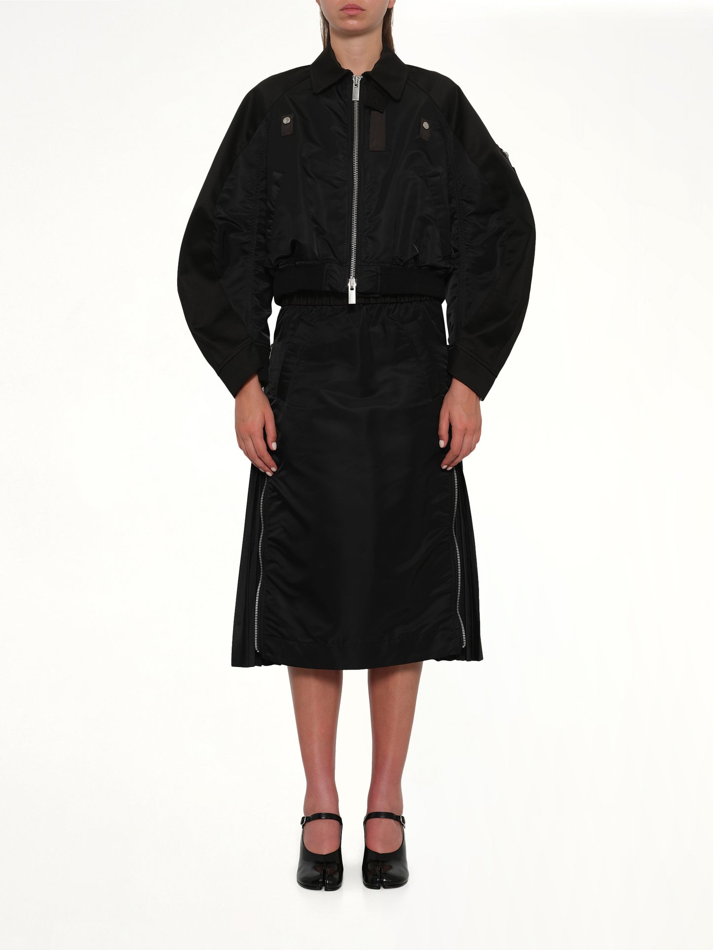 Cotton Chino x Nylon Twill Blouson in Black