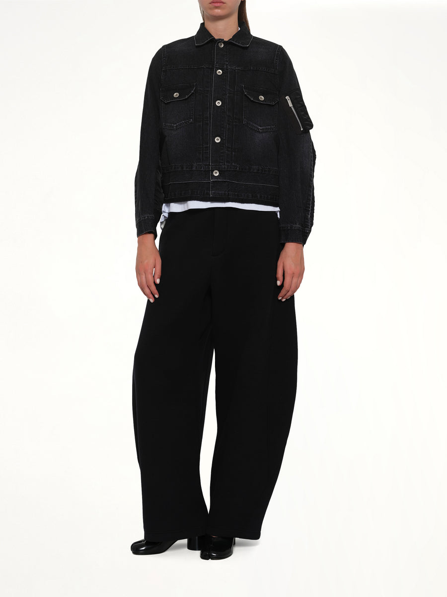 Denim x Nylon Twill Jacket in Black