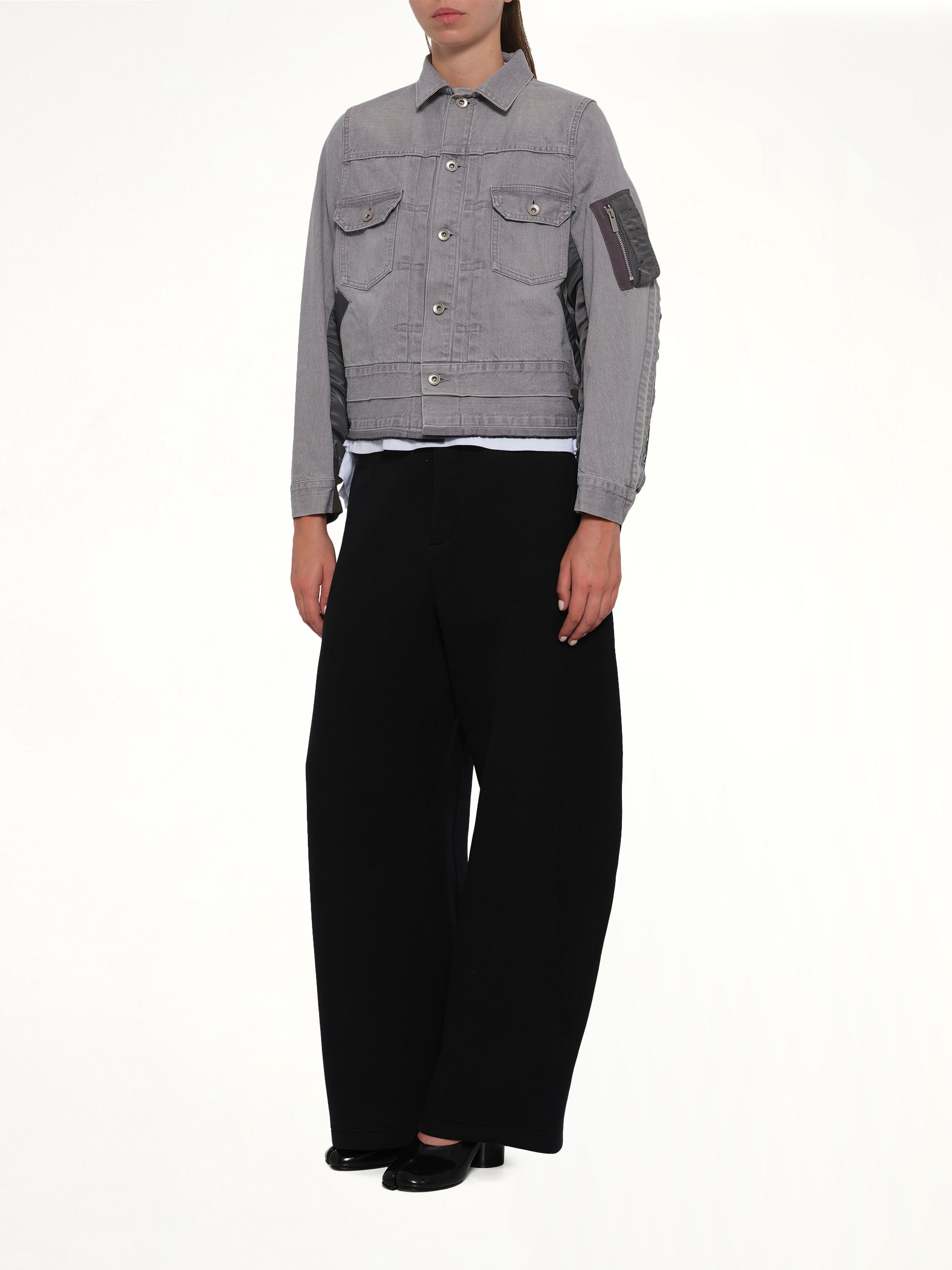 Denim x Nylon Twill Jacket in Gray