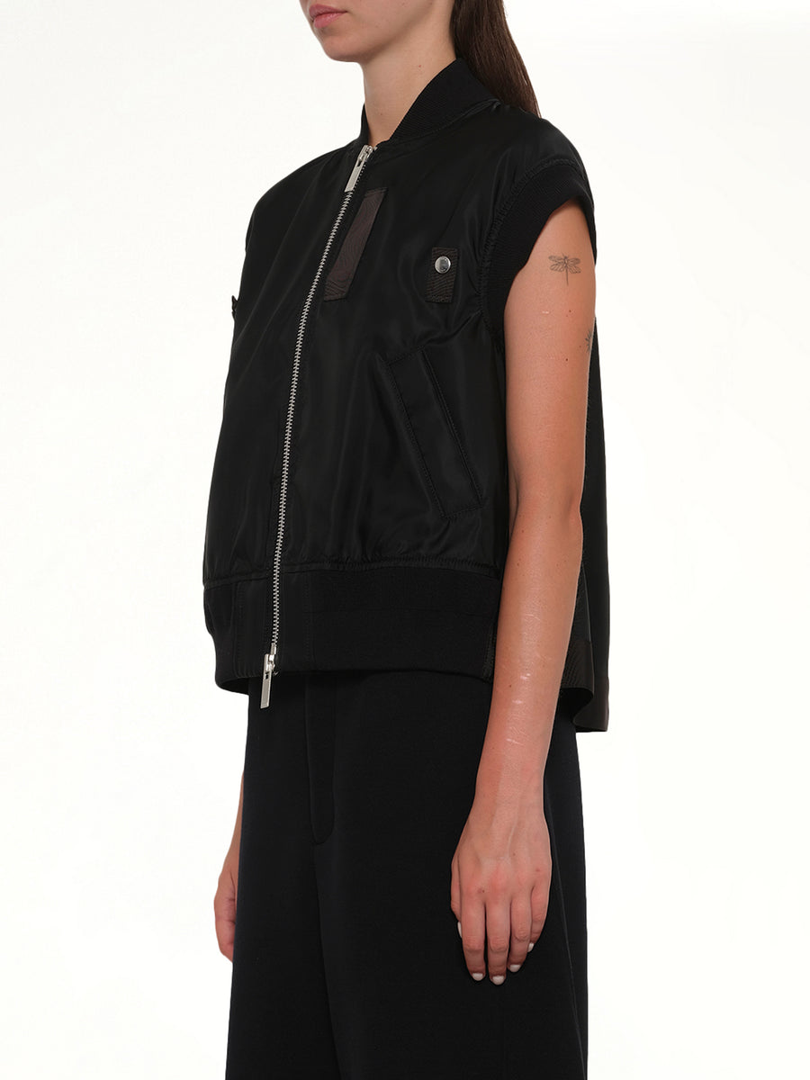 Nylon Twill Vest in Black