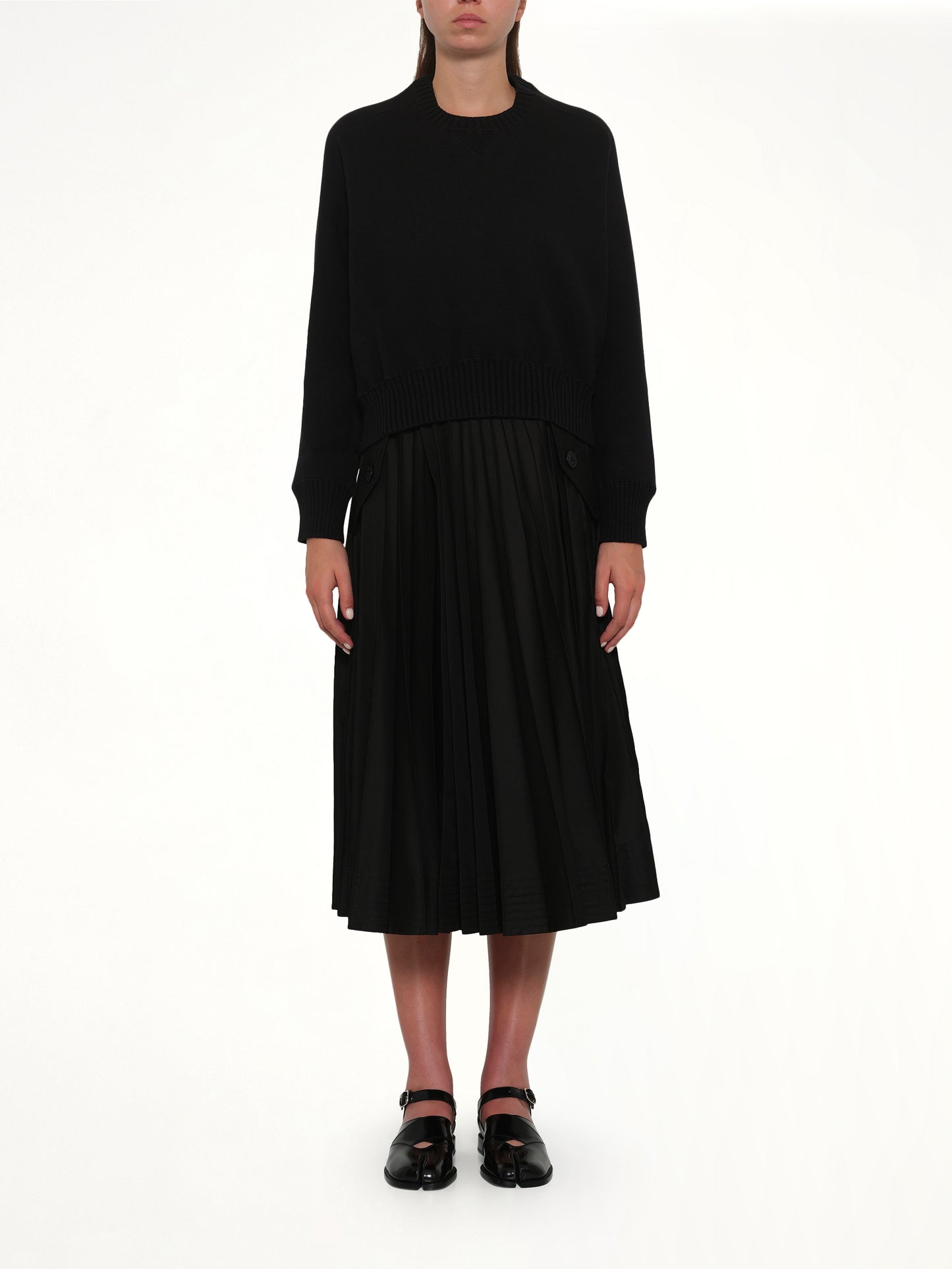 Cotton Cashmere Knit Pullover in Black