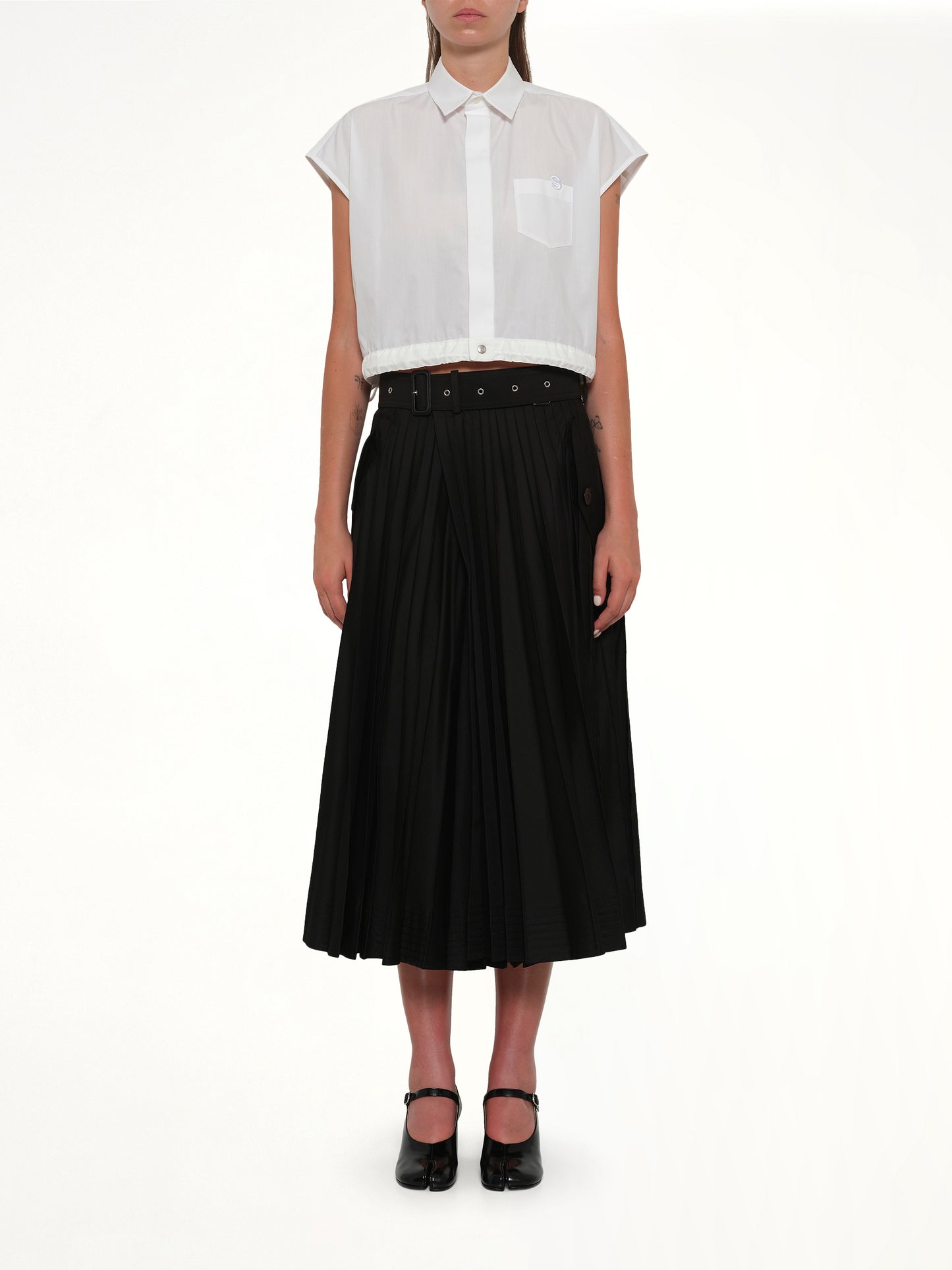 Cotton Gabardine Skirt in Black
