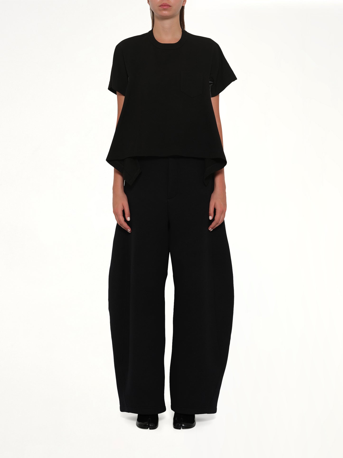 Light Weight Denim x Cotton Jersey T-Shirt in Black