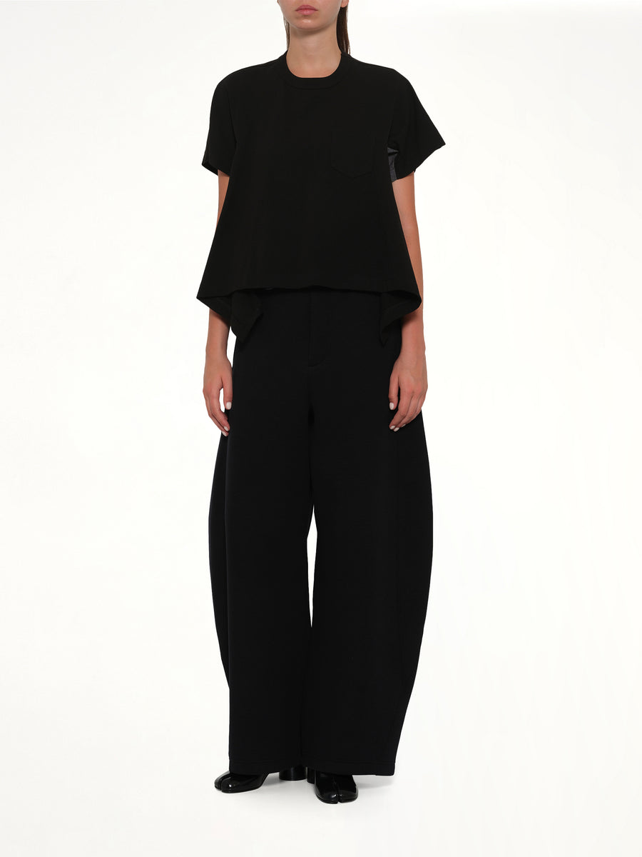 Light Weight Denim x Cotton Jersey T-Shirt in Black