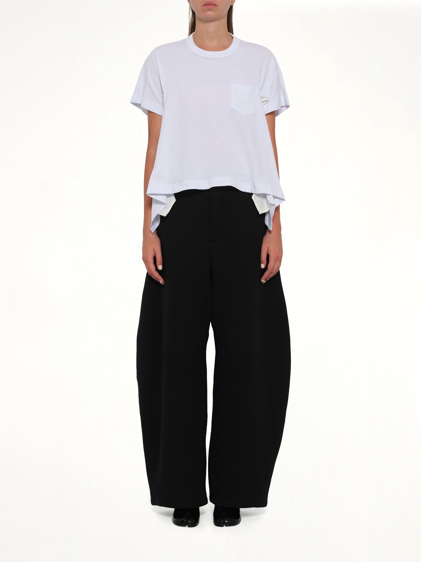 Light Weight Denim x Cotton Jersey T-Shirt in White