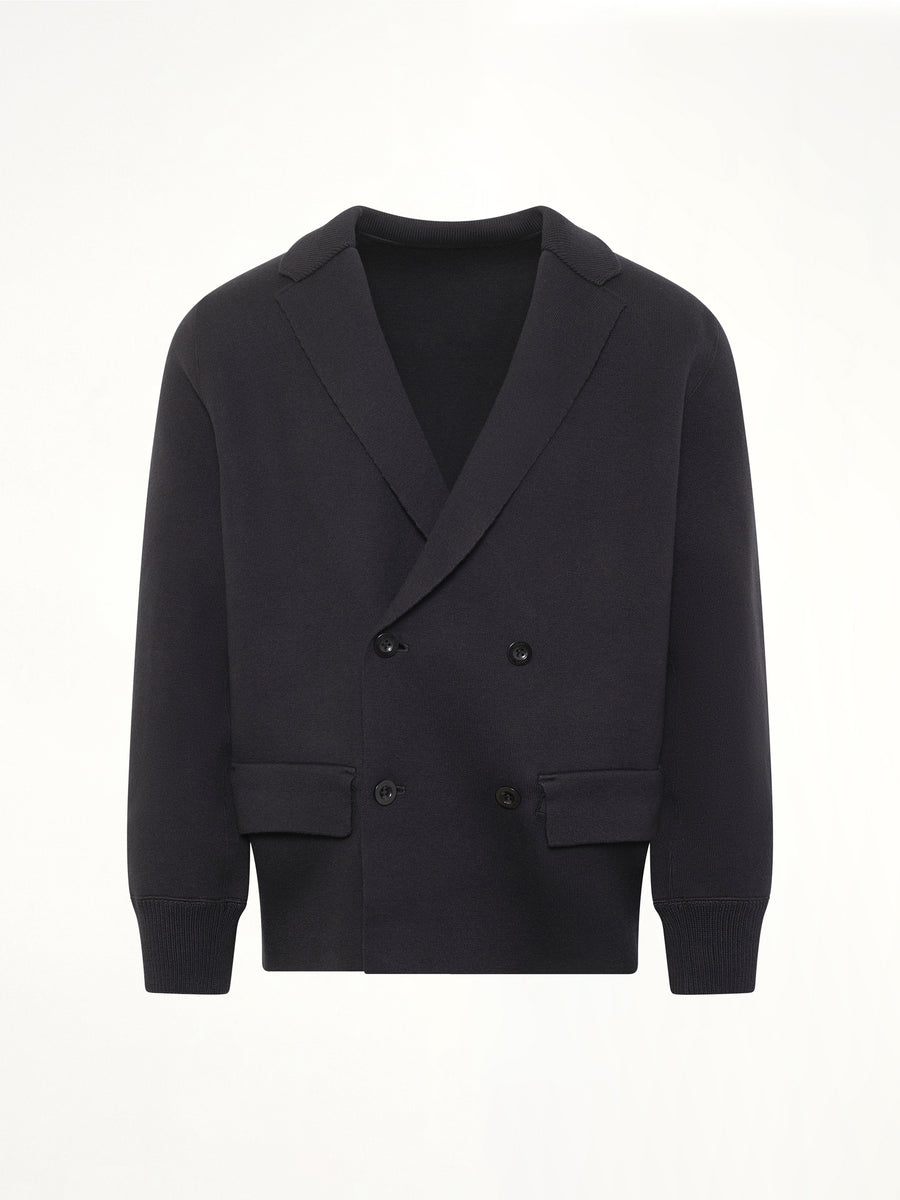 Cotton Cashmere Knit Jacket in Black