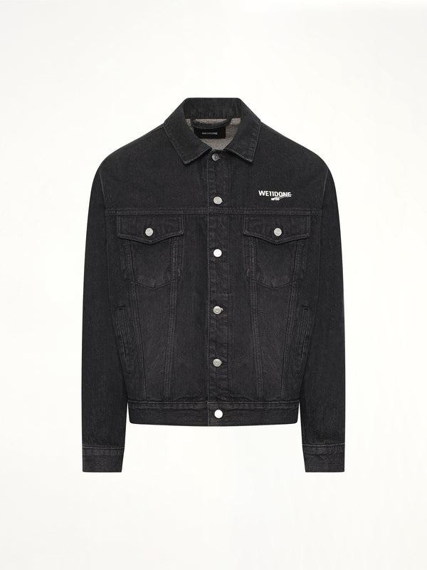 1506 Logo Loose-Fit Denim Trucker Jacket in Black