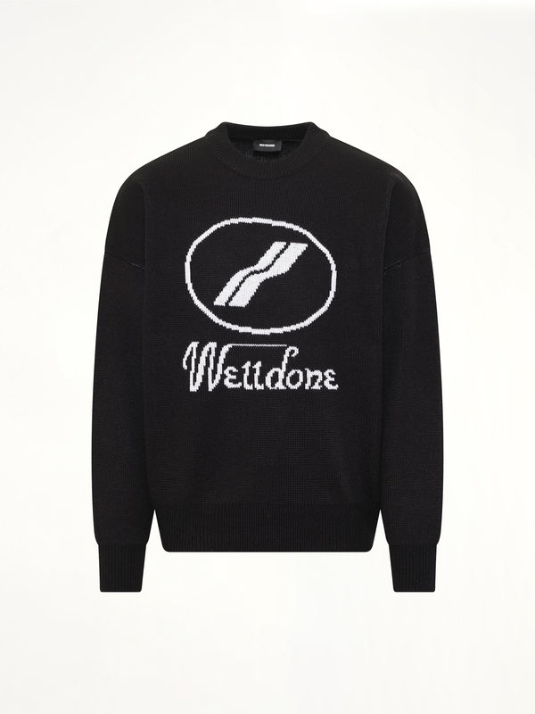 Logo Jacquard Intarsia Sweater in Black