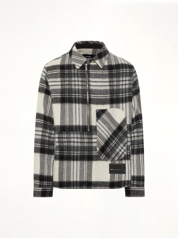 Check Anorak Wool Shirt in Grey