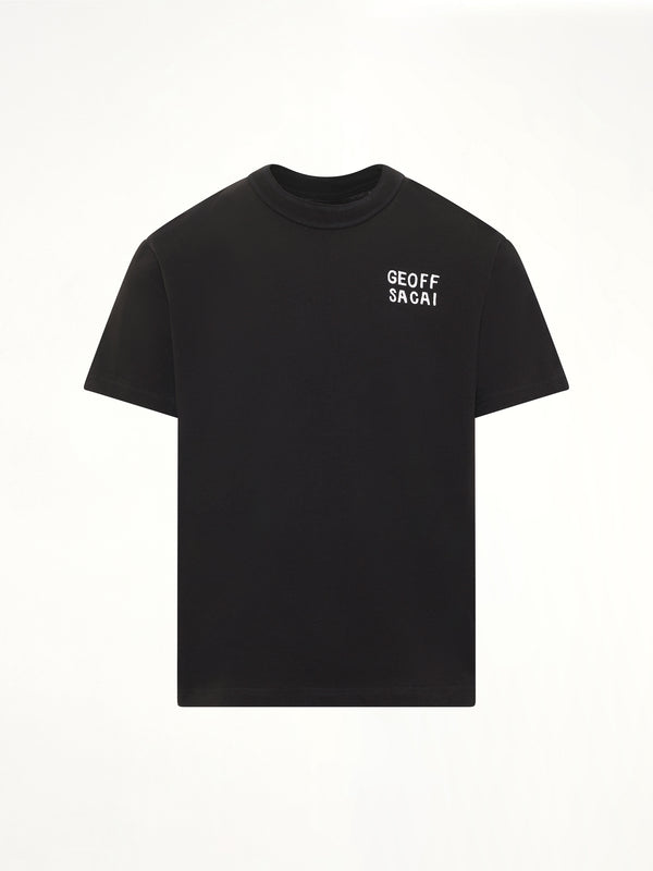 黑色 Geoff Sacai 刺绣 T 恤