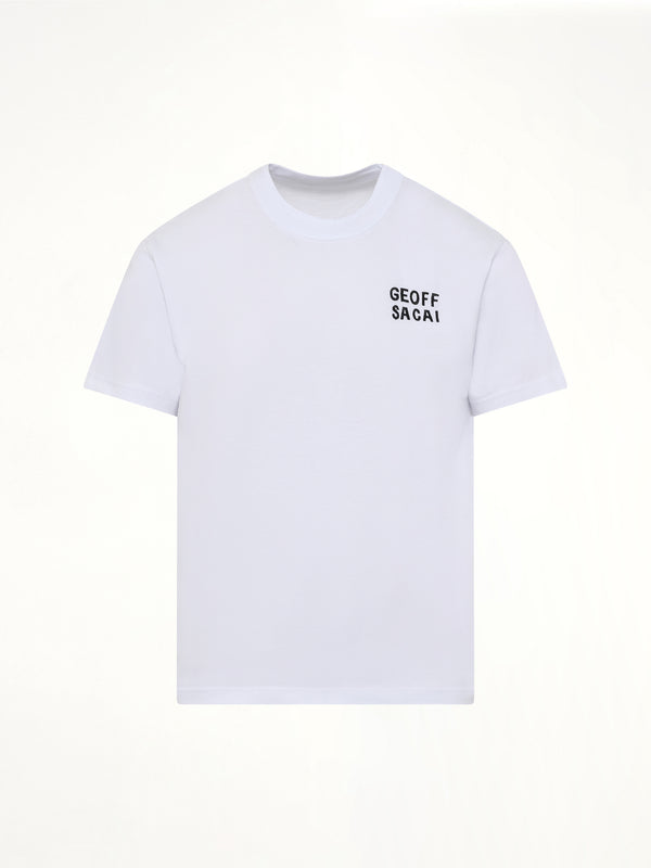 白色 Geoff Sacai 刺绣 T 恤