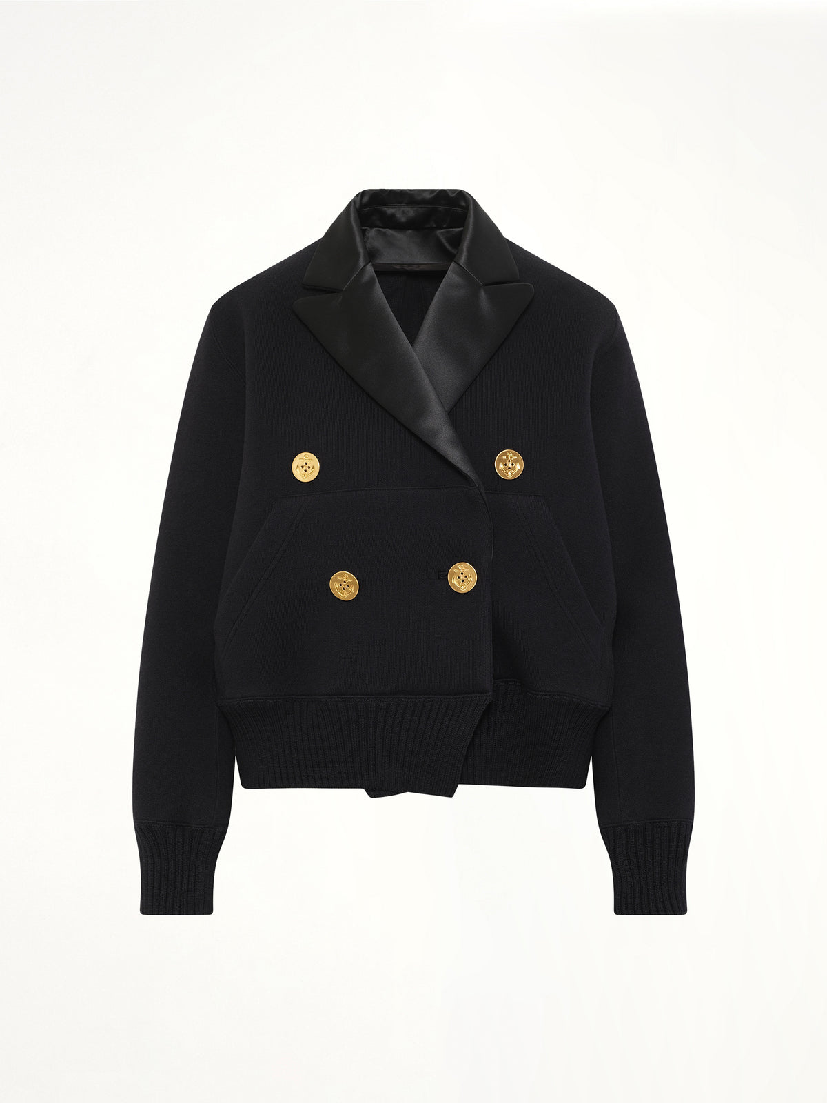 Cotton Cashmere Knit Jacket in Black